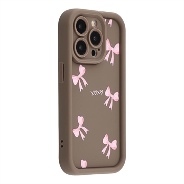 Elegante funda de TPU antichoque para iPhone 12 Pro Max con bordes elevados - Marrón / Lazo