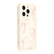 Elegante funda de TPU antichoque para iPhone 12 Pro Max con bordes elevados - Blanca / Lazo grande