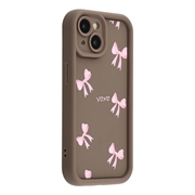 Elegante funda de TPU antichoque para iPhone 13 con bordes elevados - Marrón / Lazo