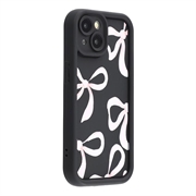 Elegante funda de TPU antichoque para iPhone 15 con bordes elevados - Negro / Lazo grande