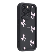 Elegante funda de TPU antichoque para iPhone 15 Pro Max con bordes elevados - Negro / Lazo