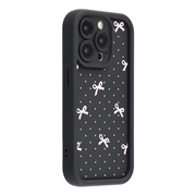 Elegante funda de TPU antichoque con bordes elevados para el iPhone 15 Pro Max - Negro / Lazo de lunares