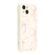 Elegante funda de TPU antichoque para iPhone 15 con bordes elevados - Blanca / Lazo grande