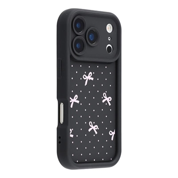 Elegante funda de TPU antichoque con bordes elevados para el iPhone 17 Pro - Negro / Lazo de lunares
