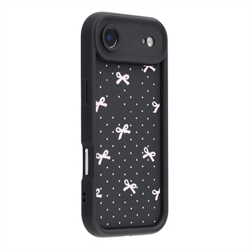 Elegante funda de TPU antichoque con bordes elevados para iPhone Air - Negro / Lazo de lunares