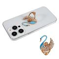 Swan Glitter Bling Phone Ring Holder Teléfono Ring Grip Rhinestone Stand Finger Kickstand Metal Back Grip - Baby Blue