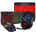 T-WOLF TF800 Teclado Gaming + Ratón + Auriculares Gaming + Alfombrilla de Ratón Combo LED Retroiluminado Paquete Gamer con Cable para Juego/Trabajo