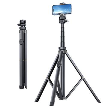 T01 Trípode y palo selfie portátil - 1.8m - Negro