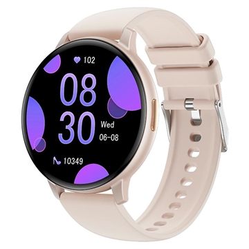 Reloj inteligente T6 Fitness con llamadas por Bluetooth y monitor de frecuencia cardíaca - 1.38" - Rosa