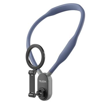 TELESIN MNM-001 Para iPhone 12 / 13 / 14 / 15/ 16 Soporte de cuello de silicona magnético Selfie Stick Phone Neck Holder - Azul