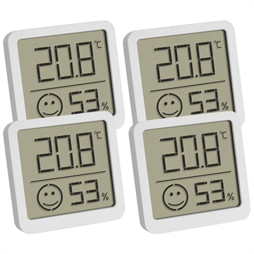 TFA Termohigrómetro digital con pantalla de zona de confort - 4 pzs. - Blanco