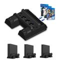 TP4-882 Soporte Vertical con Ventilador Enfriador de Mando Doble Estación de Carga para Sony Playstation PS4/PS4 Slim/PS4 Pro