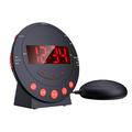 TS-BC600 Reloj despertador con vibración fuerte y pantalla 12/24H para sordos y personas mayores - Negro