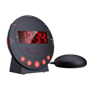TS-BC600 Reloj despertador con vibración fuerte y pantalla 12/24H para sordos y personas mayores - Negro