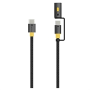 Cable Tactical Stinger USB-C / USB-C con linterna a presión - 60W, 1.5m - Negro