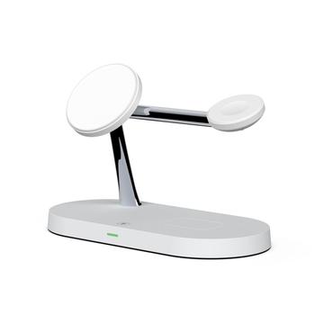 Tech-Protect A12 Cargador inalámbrico MagSafe 3 en 1 de 15 W con lámpara LED incorporada (Embalaje abierta - Satisfactoria) - Blanco