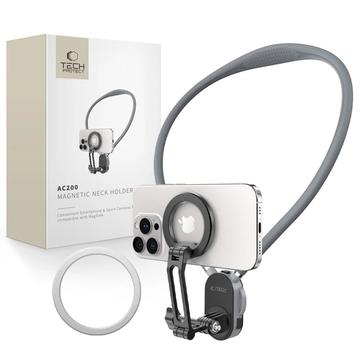 Soporte de cuello Tech-Protect AC200 MagSafe FPV con cabezal giratorio de 360º y adaptador de cámara - Gris crayón