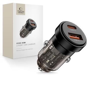 Tech-Protect CC03 Cargador de coche de doble puerto de 45W - Negro