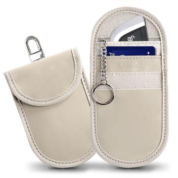 Tech-Protect KLR100 Estuche para llaves de coche con bloqueo RFID y tarjetero - Café con leche