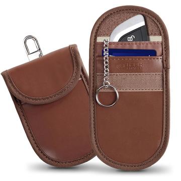 Tech-Protect KLR100 Estuche para llaves de coche con bloqueo RFID y tarjetero - Café exprés