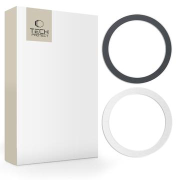 Tech-Protect MagMat MagSafe Anillo Magnético Universal - Paquete de 2 - Negro y Plata