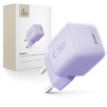 Cargador Tech-Protect NCM25 25W USB-C - Power Delivery - Bebé morado