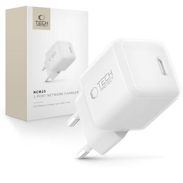 Tech-Protect NCM25 Cargador USB-C de 25W - Power Delivery - Blanco
