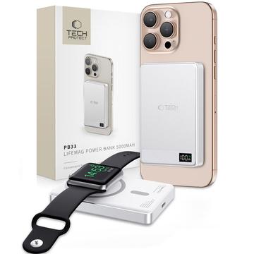 Tech-Protect PB33 LifeMag MagSafe Power Bank 5000mAh - Compacto, carga inalámbrica, USB-C, pantalla LED
