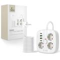 Regleta de enchufes Tech-Protect PCS3X4 - 3 tomas de CA, 2 puertos USB-A y 2 puertos USB-C, cable de 2m - Blanco