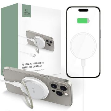 Tech-Protect QI15W-A33 Cargador magnético inalámbrico con soporte - Compatible con MagSafe - Blanco