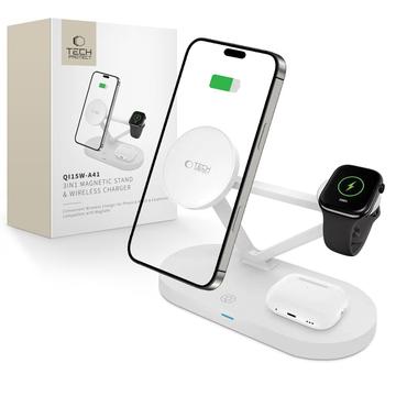 Tech-Protect QI15W-A41 Cargador inalámbrico 3 en 1 MagSafe - 15W/3W/2.5W - Blanco