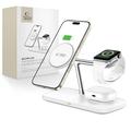 Tech-Protect QI15W-A45 Cargador magnético inalámbrico 3-en-1 - Compatible con Magsafe - Blanco