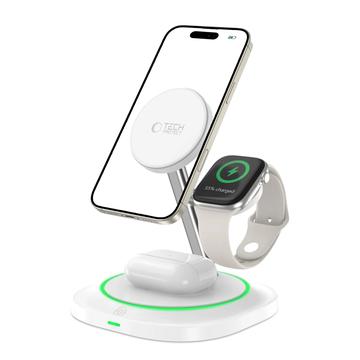 Tech-Protect QI15W-A46 Cargador inalámbrico 3 en 1 MagSafe con retroiluminación atmosférica