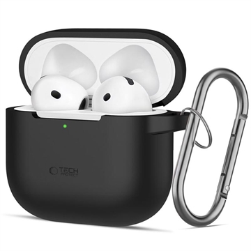 AirPods 4 Tech-Protect Estuche con gancho de silicona - Negro