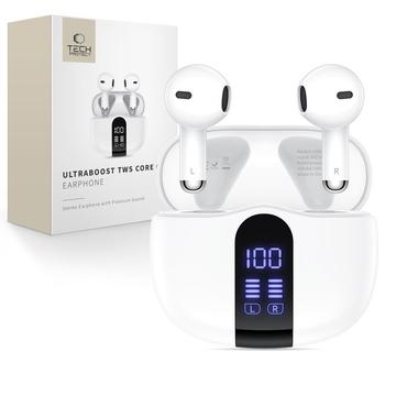 Auriculares inalámbricos Tech-Protect UltraBoost TWS Core G2 con pantalla LED - Blanco