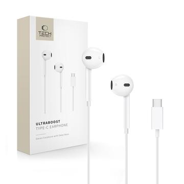 Auriculares intrauditivos Tech-Protect UltraBoost USB-C - Blanco