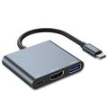 Tech-Protect V1 3-in-1 USB-C Multiport Hub - USB-A / USB-C / HDMI - Gris