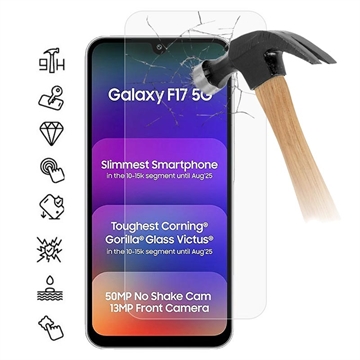 Protector de pantalla de vidrio templado para Samsung Galaxy F17 - 9H - Case Friendly - Transparente