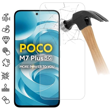 Protector de pantalla de vidrio templado para Xiaomi Poco M7 Plus - 9H - Case Friendly - Transparente