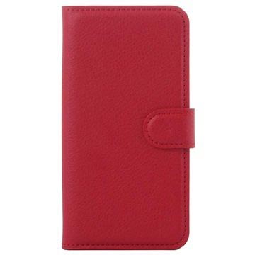 Funda con Textura para Samsung Galaxy S6 - Estilo Cartera - Rojo