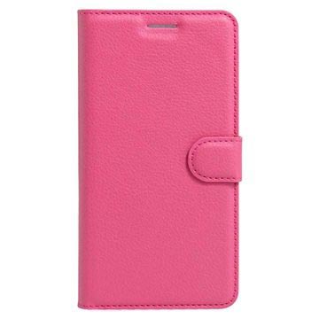 Funda con Textura para iPhone 7 / iPhone 8 - Estilo Cartera - Rosa Fuerte