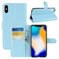 Funda con Textura para iPhone XS Max - Estilo Cartera - Azul Claro