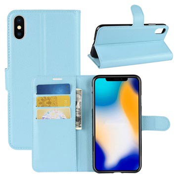 Funda con Textura para iPhone XS Max - Estilo Cartera - Azul Claro