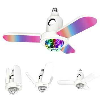 Lámpara de techo RGB plegable de tres hojas con luz musical de bola de discoteca de cristal