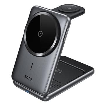Estación de carga inalámbrica magnética 3 en 1 Totu CW-4-W - 15W - Gris