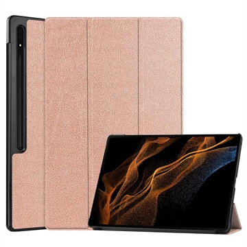 Funda Inteligente de Tres Pliegues para Samsung Galaxy Tab S9 Ultra - Rosa Dorado