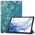 Funda Inteligente de Tres Pliegues para Samsung Galaxy Tab S9 - Flores Blancas
