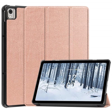 Funda Tri-Fold Inteligente para Nokia T21 - Rosa Dorado