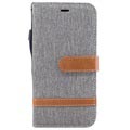 Funda Two-Tone Jeans para iPhone X / iPhone XS - Estilo Cartera - Gris