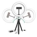 UN-205 8'' LED Anillo de Luz con Soporte y Soporte de Teléfono Lámpara de Sobremesa Selfie Círculo para YouTube Vídeo Fotografía Maquillaje